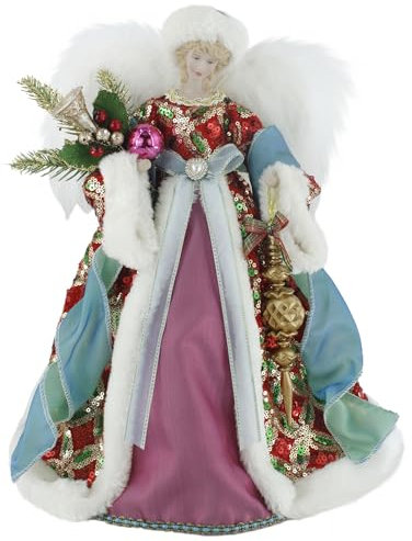 35,6 cm rote, grüne und violette Pailletten-Weihnachtsbaumspitze oder Tischplatte, königlicher Engel 514412