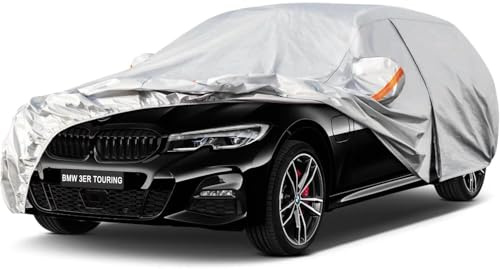 Kayme Kombi Autoplane Wasserdicht Atmungsaktiv für BMW 3er Touring G21 F31 E91 318 320 325 330 (2005-2025), 7 Schichten Vollgarage Autoabdeckung für Sonne Staub, Autoabdeckung mit Reißverschluss.