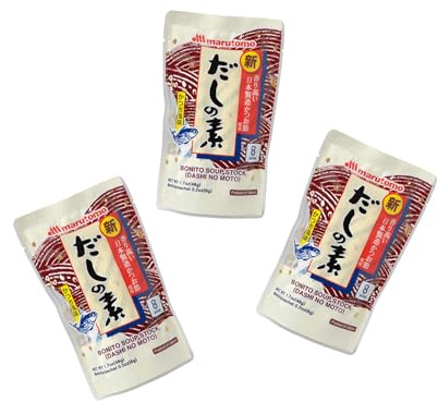 MARUTOMO Dashino Moto - 3er Pack - Japanisches Dashi-Pulver Dreierpack - Portioniert für Miso-Suppe - Authentischer Umami-Geschmack - OG ASIA - 144g