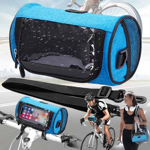 dcas Wasserdicht Lenkertasche Fahrrad, Fahrradtasche Vorne Lenker, Abnehmbarer Schultergurt Lenkertasche Fahrrad, Fahrradtasche Touchscreen Mit Regenschutz (8,6 x 4,7 x 4,7 Zoll)
