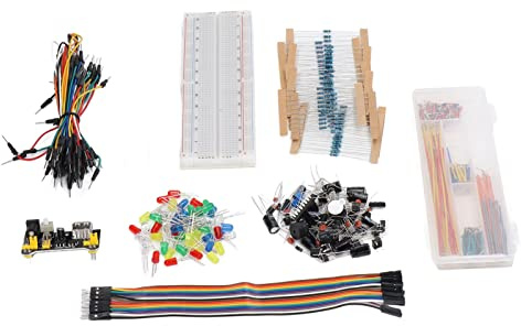 Akozon Kit de Démarrage Complet de Composants électroniques avec Assortiment Amusant et Planche à Pain de 830 Points de Liaison pour R3, STM32, Idéal pour Les Expériences