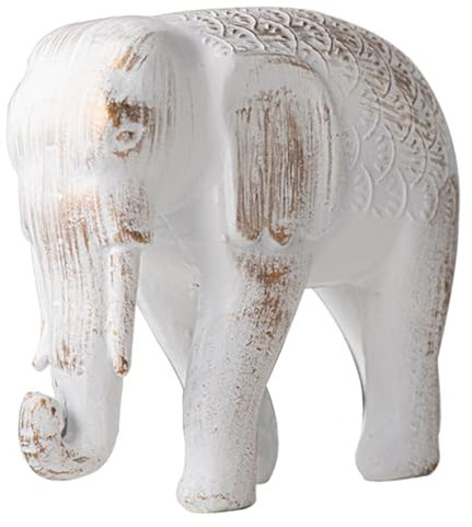 Cabilock Estatua De Elefante De Resina Blanca Compacta, Figura Decorativa Artesanal Diseño Moderno para Escritorio y Hogar, Adorno Decorativo para Oficina y Sala De Estar