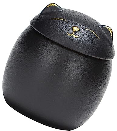 LALADEFIEE Cat Ceramic Tea Jar Mini Storage Canister Cute Cat Design Airtight Seal for Kitchen Storage Decorative Container for Tea Snacks and Treats