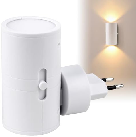 SKIKHN LED Luz Nocturna, Luz Calida LED Noche, Luz Nocturna Enchufe Regulable, Brillo Ajustable 0-100 LM, Toma de Corriente Interior, para Dormitorio, Escalera, Pasillo (Blanco)