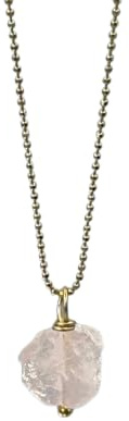 Handgemachte Rosenquarz Kette – Rohstein Anhänger mit 925 Sterling Silber vergoldet, Geschenkidee für Liebe, Harmonie & Heilstein, Januar Geburtsstein Schmuck