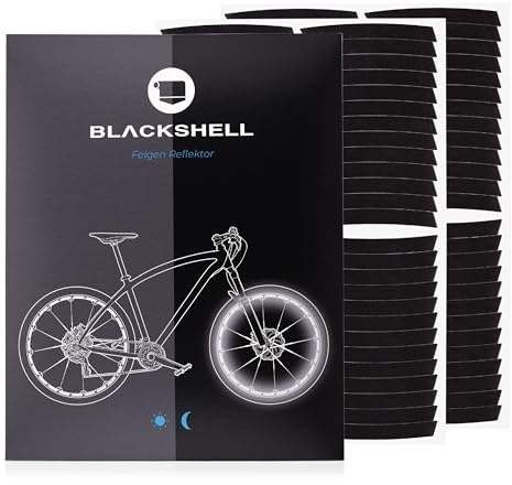 Blackshell® Reflektoren Aufkleber - passgenaues Fahrrad Aufkleber Set für 27,5 28 und 29 Zoll Felgen - Fahrrad Felgen Aufkleber, Reflektoren Fahrrad in schwarz