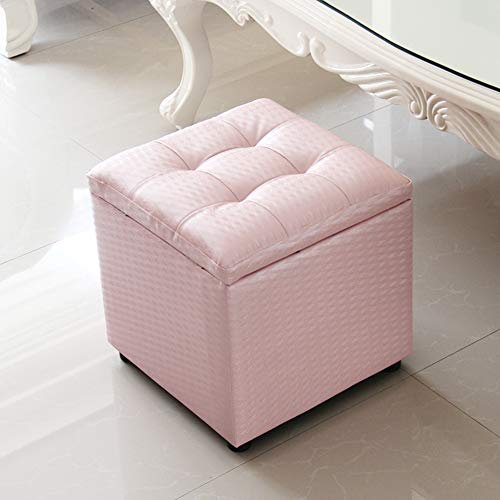 ISHEGREV Pouf Pieghevole Contenitore in Similpelle Rossa, Sgabello per Soggiorno, Camera da Letto, scarpiera, 40x40x40 cm