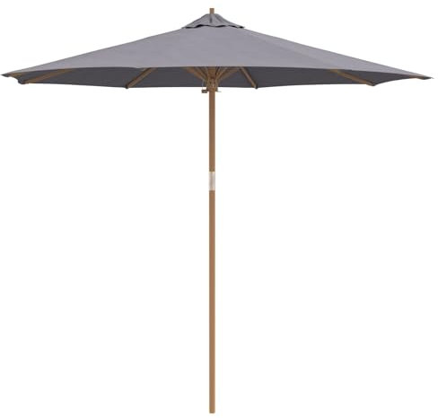 vidaXL Ombrello da Giardino Grigio Scuro Ø 270 x 260 cm bambù, Parasol da Giardino, Rotondo, Ombrello Leggero, Moderno, Protezione UV, Resistente alle intemperie, Facile da riporre