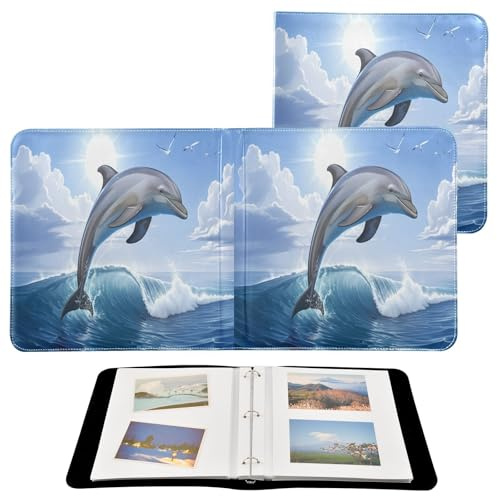 JUMBEAR Grande album fotografico autoadesivo con 20 pagine, album fai da te, per matrimoni, famiglia, bambini, vacanze, delfini che saltano
