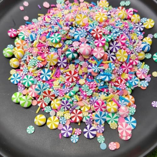 100g Christmas Candy Cane Slices Fake Sprinkles Resin Fake Candy Sprinkles Clay Sprinkles Polymer Sprinkles Polymer Clay Slices for Nail Art DIY Crafts Cake Phone (Multicolor)