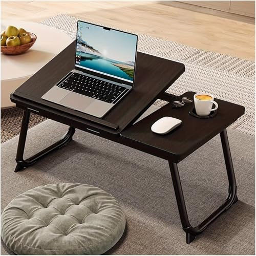 Bandeja para Cama Mesa Plegable de Desayuno Bandeja Ordenador Portátil Multifunción Escritorio de Ordenador portátil para Cama y sofá (AB, Negro)
