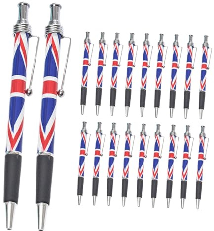 NUOBESTY 20 Pièces Stylo à Bille Uk Design Drapeau Écriture et Confortable pour Signatures et Tâches