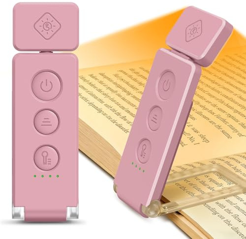 Glocusent Lampe de Lecture avec Pince, 100h Autonomie - Lampe de Lecture pour Lire au Lit, 5 Niveaux & Couleurs, 12 LEDs Anti-Éblouissement - Idéal Lampe Livre pour Enfants et Adultes