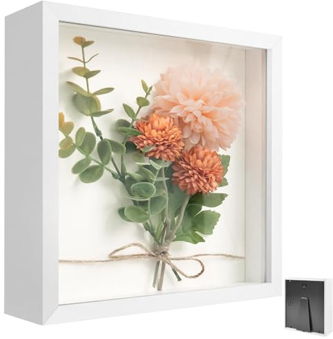 Bilderrahmen zum Befüllen, Tiefer Bilderrahmen zum Befüllen 25 x 25 cm, mit Transparente Acrylplatte, 3D Objektrahmen Tiefer 3cm, Quadratischer Stereoskopischer Rahmen, für Fotos, DIY Deko