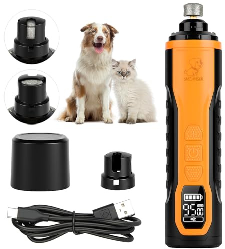 AUYAO Dog Nail Grinders Upgraded Super Silent Cat Claw Nail Clippers 3-Speed Electric Pet Electric Nail File Nail Scissors Nail Trimmer File with 2 LED Lights for Small to Large Dogs(Black Orange)