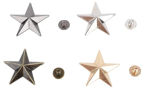 Fabater 100 Ensembles de Rivets étoiles en Métal de 26 Mm en 4 Couleurs, Clous Décoratifs en Alliage pour les Projets D'art du Cuir, Rivets Dorés et Argentés pour Accessoires Vestimentaires