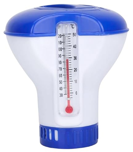 Flotador de Cloro para Piscina, Flotador automático de Tableta de Cloro de 5 Pulgadas con termómetro Incorporado, Accesorios de Piscina para Mantener la frescura y Limpieza del Agua de natación