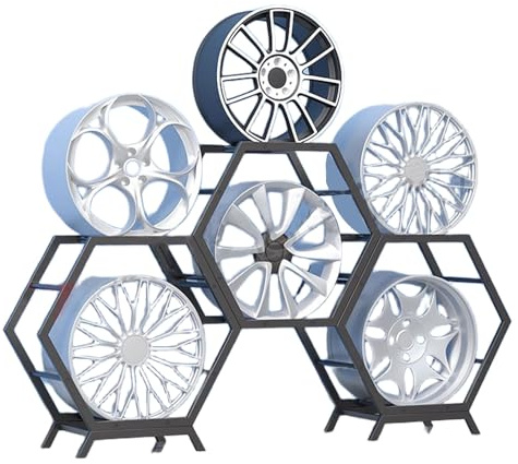 Supporto per cerchioni in acciaio resistente, impilabile, esagonale, per riporre pneumatici di veicoli, officine di riparazione auto e posti auto coperti
