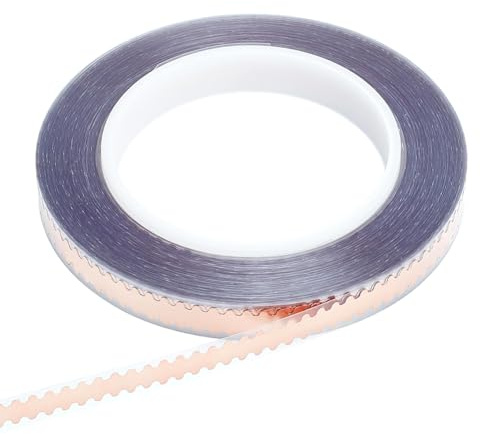 PLIGREAT Ruban en Feuille de Cuivre de 50 mètre Ruban Adhésif Double Face Festonné en Cuivre 9.6mm de Large pour Vitraux et Loisirs Créatifs.