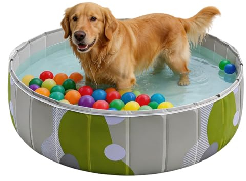 Hundepool Faltbar, Hundebadewanne Faltbarer, Hundepool Schwimmbad, Hund Planschbecken Schwimmbecken, Tragbar Haustierpool aus PVC, Haustiere Badewanne für Hunde und Katzen(80x20 cm)