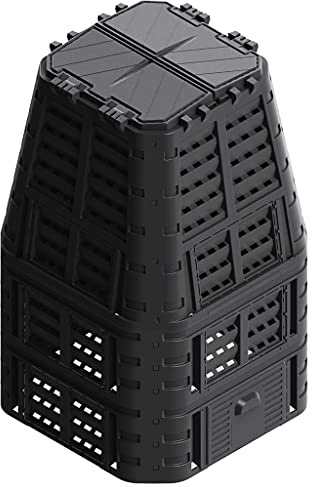 Composteur de Jardin, Bac à Compost Composteur Thermique Compostage Rapide pour Déchets Noir 93,3x93,3x146 cm 1000 L