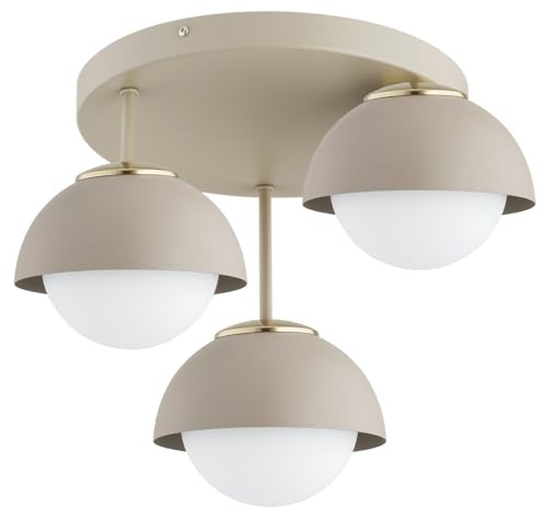KAR LIGHTING Deckenlampe 3-flammig Beige – Cosmo Ecru Kaschmir Leuchte aus Metall & Glas – E27 Lampen für Wohnzimmer, Esszimmer oder Küche – LED geeignet