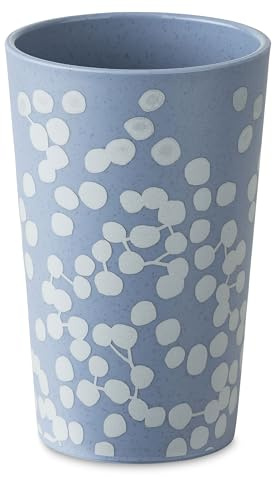 Koziol BLOMSTER CUP L DOT - Tazza da 350 ml, decorazione floreale, infrangibile, impilabile, in plastica biocircolare, lavabile in lavastoviglie, senza melamina, campeggio, picnic, feste (blu naturale