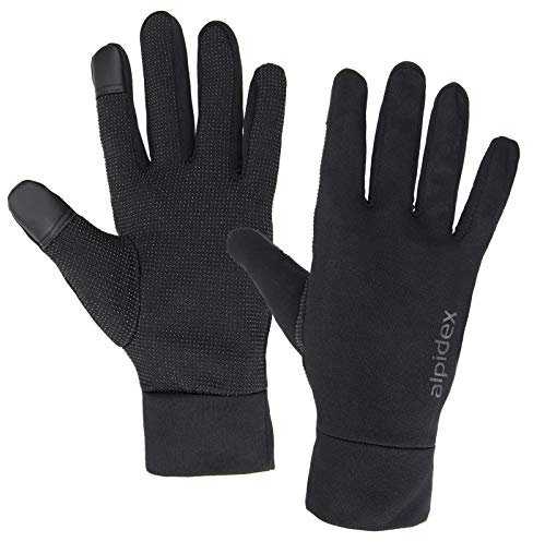 ALPIDEX Leichte Sporthandschuhe Laufhandschuhe Touchscreen Running Handschuhe Dünne Warme Liner Winter Fahrrad Walking Handschuhe, Größe:S, Farbe:Black