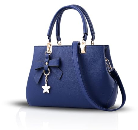 NICOLE & DORIS Damen Handtaschen Designer Tasche Elegante Frauen Umhängetasche PU Leather Shopper Henkeltasche mit Abnehmbar Schulterriemen Blau