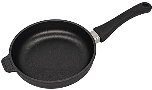 Eurolux Guss-Pfanne Induktion Ø 20 cm - flacher 5.0 cm Rand - kleine runde Alugusspfanne mit Antihaft-Beschichtung - Made in Germany