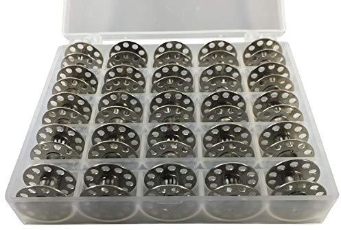Spulenbox mit 25 Nähmaschinenspulen Metall Unterfadenspule Aufbewahrungsbox