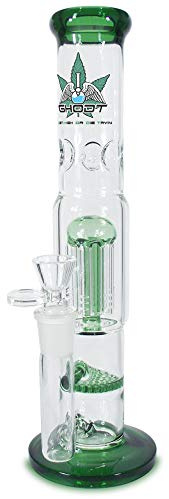 Bong Percolator und Diffusor 30cm Grün von GHODT Glasbong mit 14.5 Chillum 5mm Glas - inklusive Sieb - Für den Gebrauch von Kräuter- und Tabakwaren