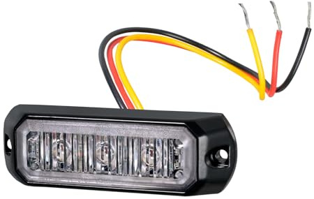 HELLA Frontblitzer Rundumleuchte - LED Warnleuchte - Blitzleuchte - rot - BST - 12V / 24V - Schraubanschluss/Anbau - Kabel: 200mm - Stecker: offene Kabelenden - Set - Menge: 2 - 2XD 014 561-601