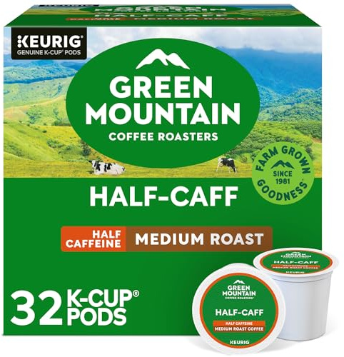 Green Mountain Coffee Roasters Half Caff, Single-Serve Keurig K-Cup Pods, Medium Roast Coffee Pods, 32 Count