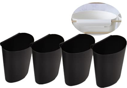 Rikyo 4Pcs Hanging Cup Holder,Rolling Cart Accessories,Plant Containers,Hanging Flower Pots,Space Saver,Storage Bucket,Pencil Holder,Make Up Pencil Holder Office,Kitchen Wall Organizer Decor (Black)