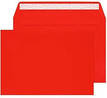 C6 Färgade kuvert för A6 gratulationskort julkort bröllopsinbjudan hantverk 114 x 162 mm – förpackning med 12 kuvert (rött skala och försegla)