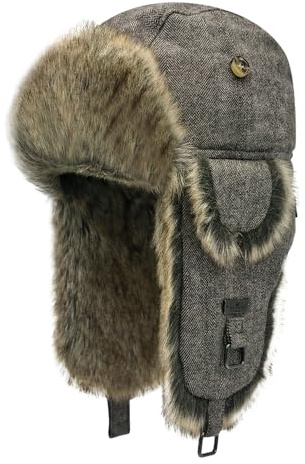 Alkaidstar Unisex Fliegermütze Rib Wolle Bomber Aviator Pilot Hat Faux Fellmütze Winter Russische Mütze Herren Bomber Hut