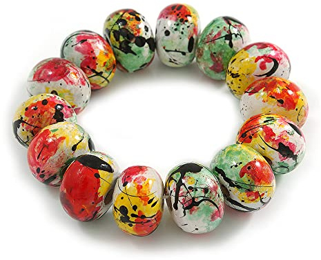 Avalaya Chunky Wooden Bead Colour Fusion Flex Bracelet (Multicoloured) - M/L