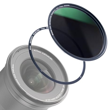 Kase Wolverine Magnetischer CPL-Filter mit 77 mm Objektiv-Adapterring für Kameraobjektiv, stoßfestes, gehärtetes optisches Glas und HD-mehrfach beschichteter runder Polarisationsfilter