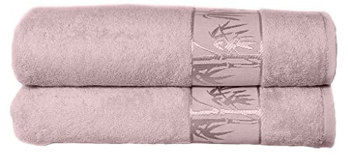 Juego de toallas de bambú (2 toallas de baño, rosa polvoriento)