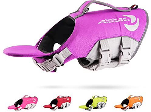 ThinkPet Hund Schwimmweste Einstellbare Rettungsweste Reflektierende Lifesaver mit Auftrieb