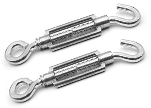 Design61 2er Set Spannschlösser M8 x 70mm Drahtspanner Haken/Öse Spannhaken für Drahtzäune Wäscheleine Sonnensegel Seile