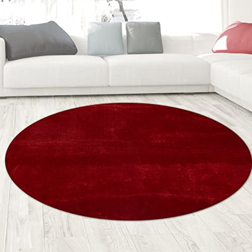 CARPETIA Tappeto Shaggy Tappeto shaggy Tappeto shaggy Flokati in rosso, 120 cm rotondo