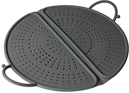 KUHN RIKON Spritzschutz faltbar aus Silikon grau Ø 30 cm, Ofentauglich bis 230 °C