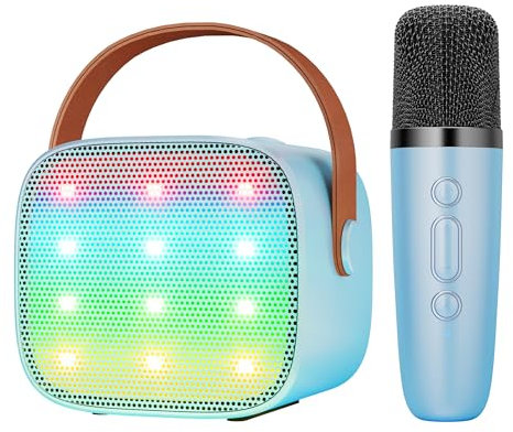 BONAOK bärbar Bluetooth karaoke maskin med ljus, uppladdningsbar trådlös musikspelare för vuxna och barn, present till barn