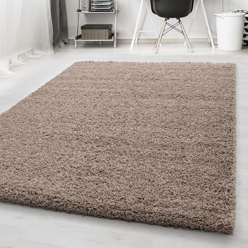 Carpetsale24 Teppich Wohnzimmer Shaggy Flokati Einfarbig Design 160 x 230 cm Beige - Hochflor Teppich Schlafzimmer Pflegeleicht Super Weich - Flauschiger Teppich Langflor 50 mm Florhöhe Rechteckig