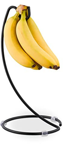 Relaxdays Banana Stand, Fruit Holder, Hanger, Kitchen, Countertop, Metal, HxD: 33 x 17cm, Prevents Pressure Marks, Black, Iron, 33 x 17 x 17 cm