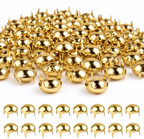 Trimming Shop 9 mm Goldkuppel-Nieten, runder Kuppelkopf, Spikes, Punk-Nieten, Ledernieten für Verzierung, Geldbörsen, Handtaschen, Lederjacken, Kleidung, Dekoration, Basteln, 50 Stück