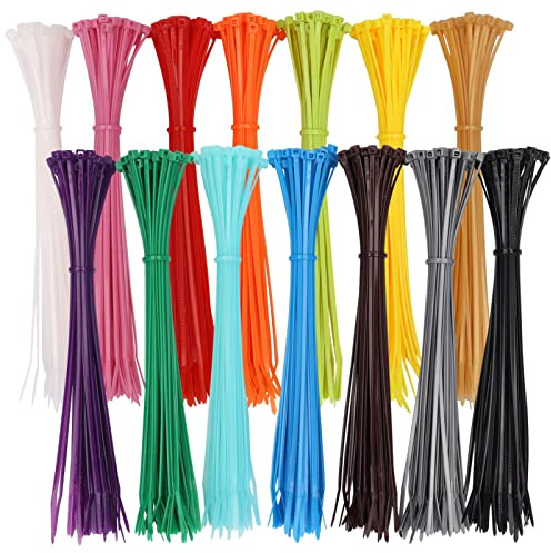 700 Stück farbige Kabelbinder, 200 mm x 3,6 mm, Nylon, Mehrzweck-Kunststoff-Binder, sicher selbstsichernd, 14 Farben, Kabelbinder für Zuhause, Garten, Büro, Heimwerker, 200 mm x 3,6 mm
