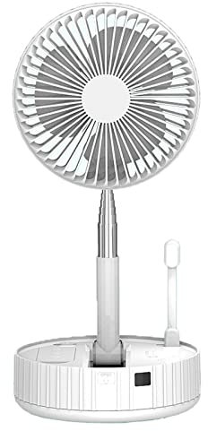 XUEMEIZI Stand Fan, Folding Portable Telescopic Floor/USB Desk Fan With 7200mAh Rechargeable Battery,4 Speeds Super Quiet Adjustable Height And Head Great For Office Home Outdoor Camping